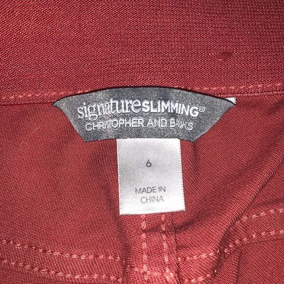 Christopher & Banks Womens 6 Signature Slimming Straight Leg Pants Coral Stretch - Picture 3 of 8